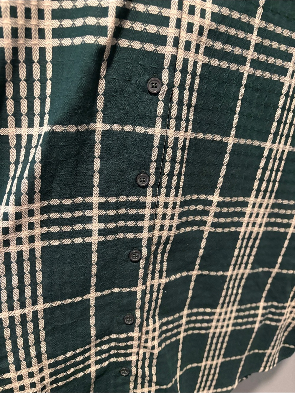 GeeGee x Lovelo Plaid Ruffle Shirt Mini Dress 2X Green Cream Cotton NWT - Picture 7 of 11